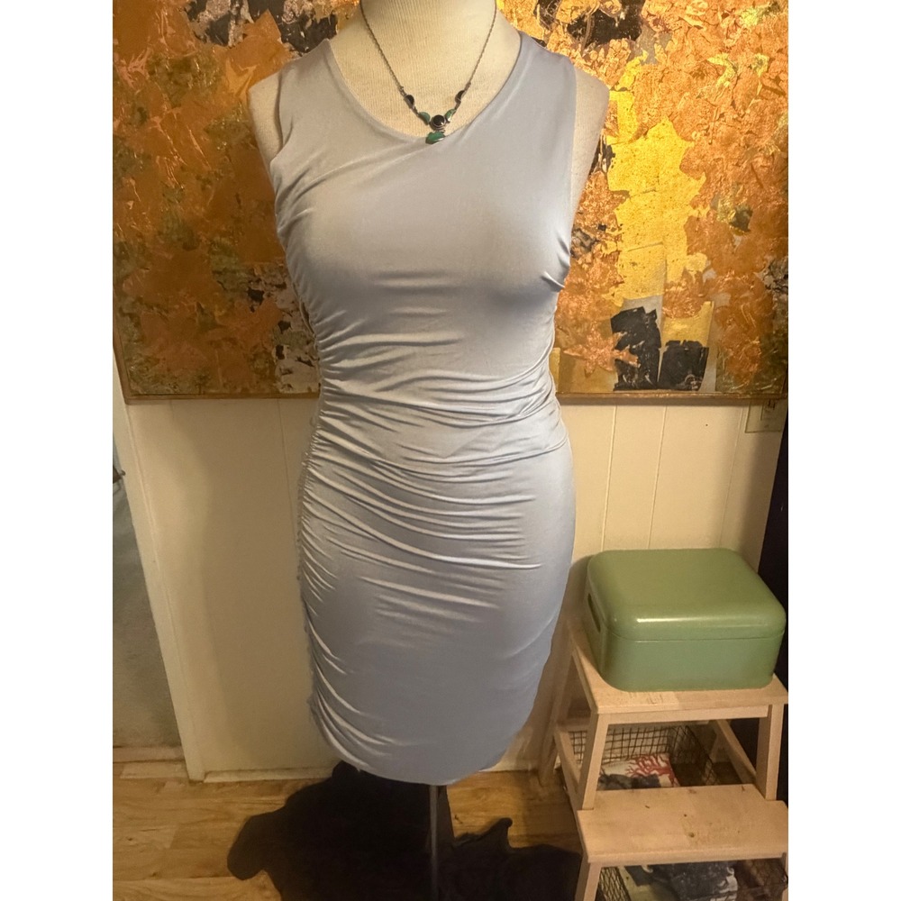 Silence + Noise Pale gray Ruched Bodycon Dress Sleeveless Size L